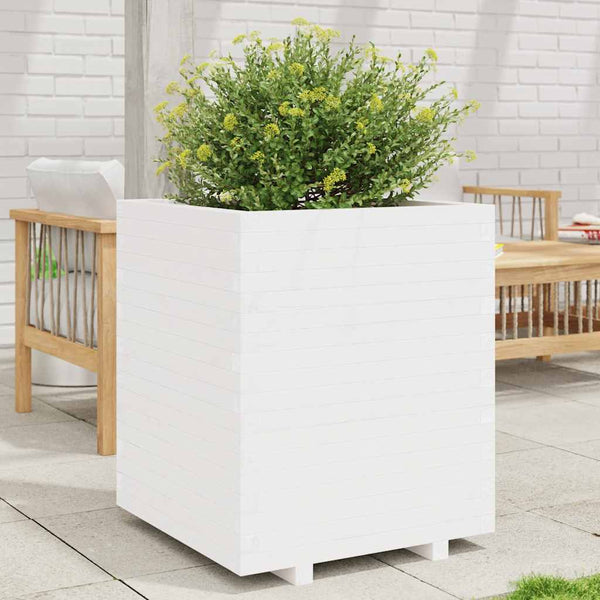 vidaXL Planter White 60x60x72.5 cm Solid Pine Wood