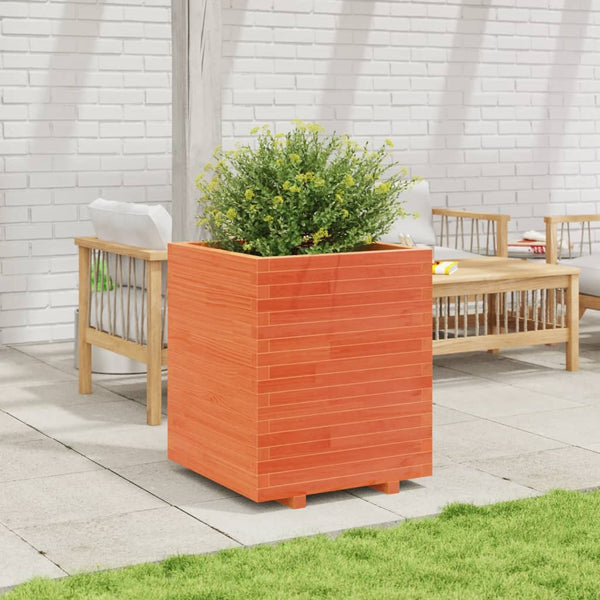 vidaXL Planter Wax Brown 60x60x72.5 cm Solid Pine Wood