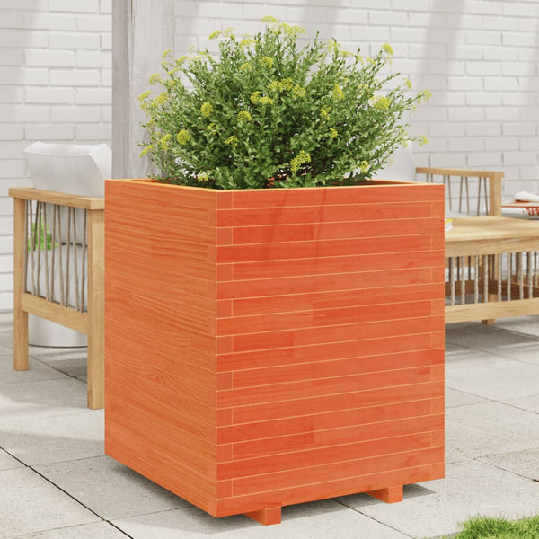 vidaXL Planter Wax Brown 60x60x72.5 cm Solid Pine Wood