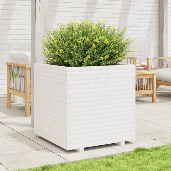 vidaXL Planter White 70x70x72.5 cm Solid Pine Wood