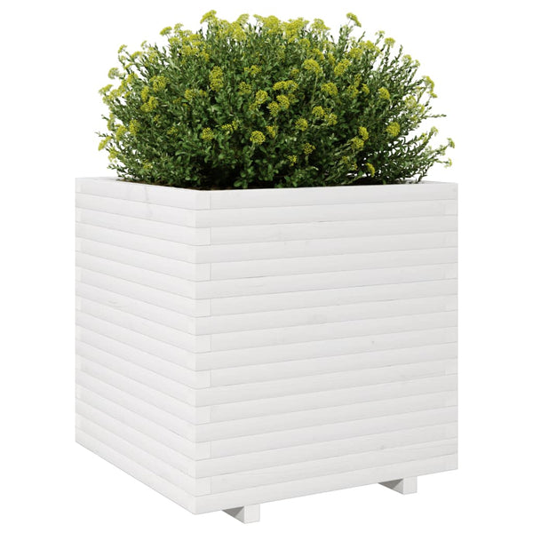vidaXL Planter White 70x70x72.5 cm Solid Pine Wood