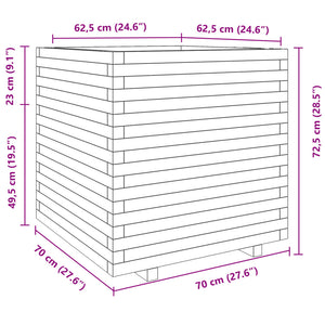 vidaXL Planter White 70x70x72.5 cm Solid Pine Wood