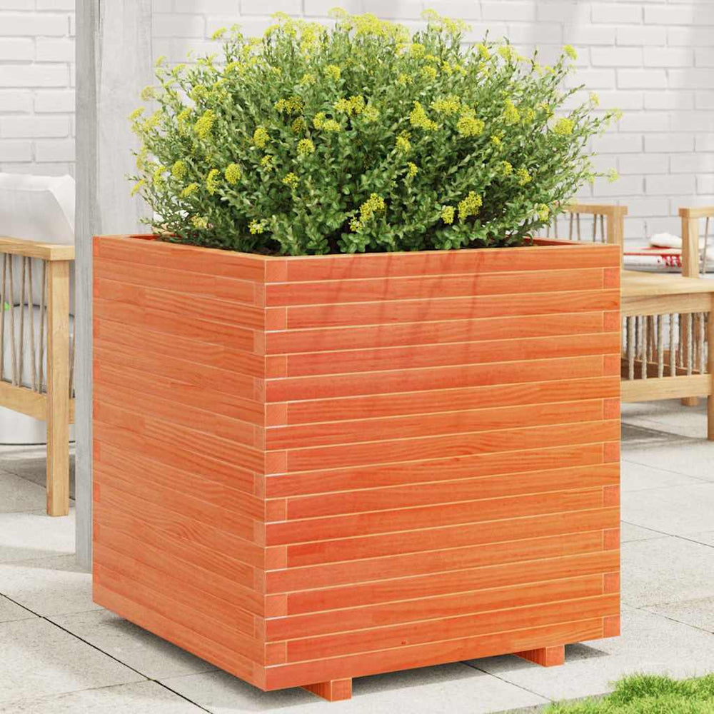vidaXL Planter Wax Brown 70x70x72.5 cm Solid Pine Wood