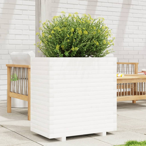 vidaXL Planter White 70x40x72.5 cm Solid Pine Wood