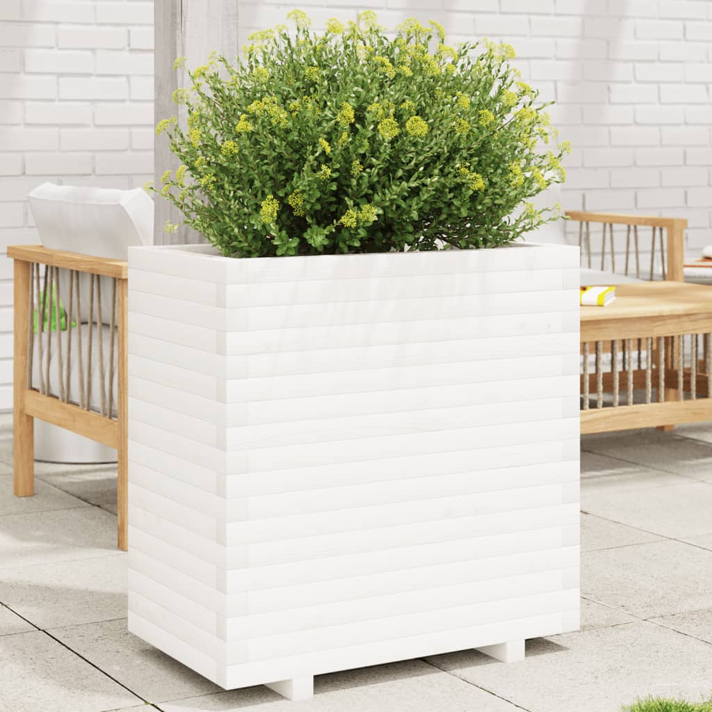 vidaXL Planter White 70x40x72.5 cm Solid Pine Wood