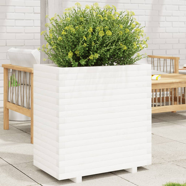 vidaXL Planter White 70x40x72.5 cm Solid Pine Wood