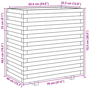vidaXL Planter Wax Brown 70x40x72.5 cm Solid Pine Wood