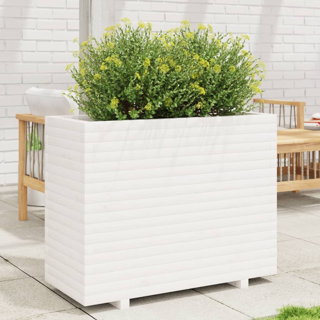 vidaXL Planter White 90x40x72.5 cm Solid Pine Wood