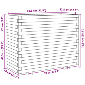 vidaXL Planter Wax Brown 90x40x72.5 cm Solid Pine Wood