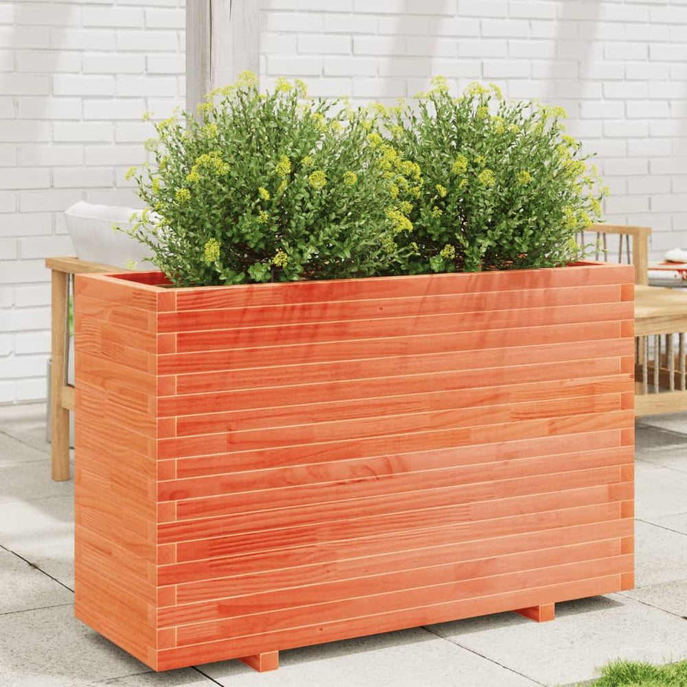 vidaXL Planter Waxed Brown 110x40x72.5 cm Solid Pine Wood