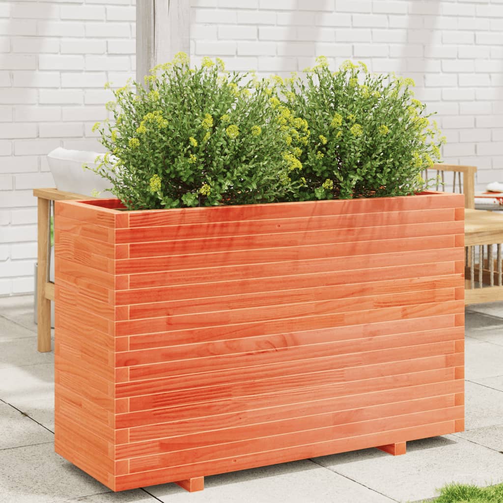 vidaXL Planter Waxed Brown 110x40x72.5 cm Solid Pine Wood