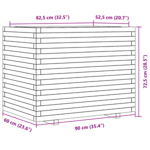 vidaXL Planter White 90x60x72.5 cm Solid Pine Wood