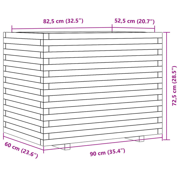 vidaXL Planter White 90x60x72.5 cm Solid Pine Wood