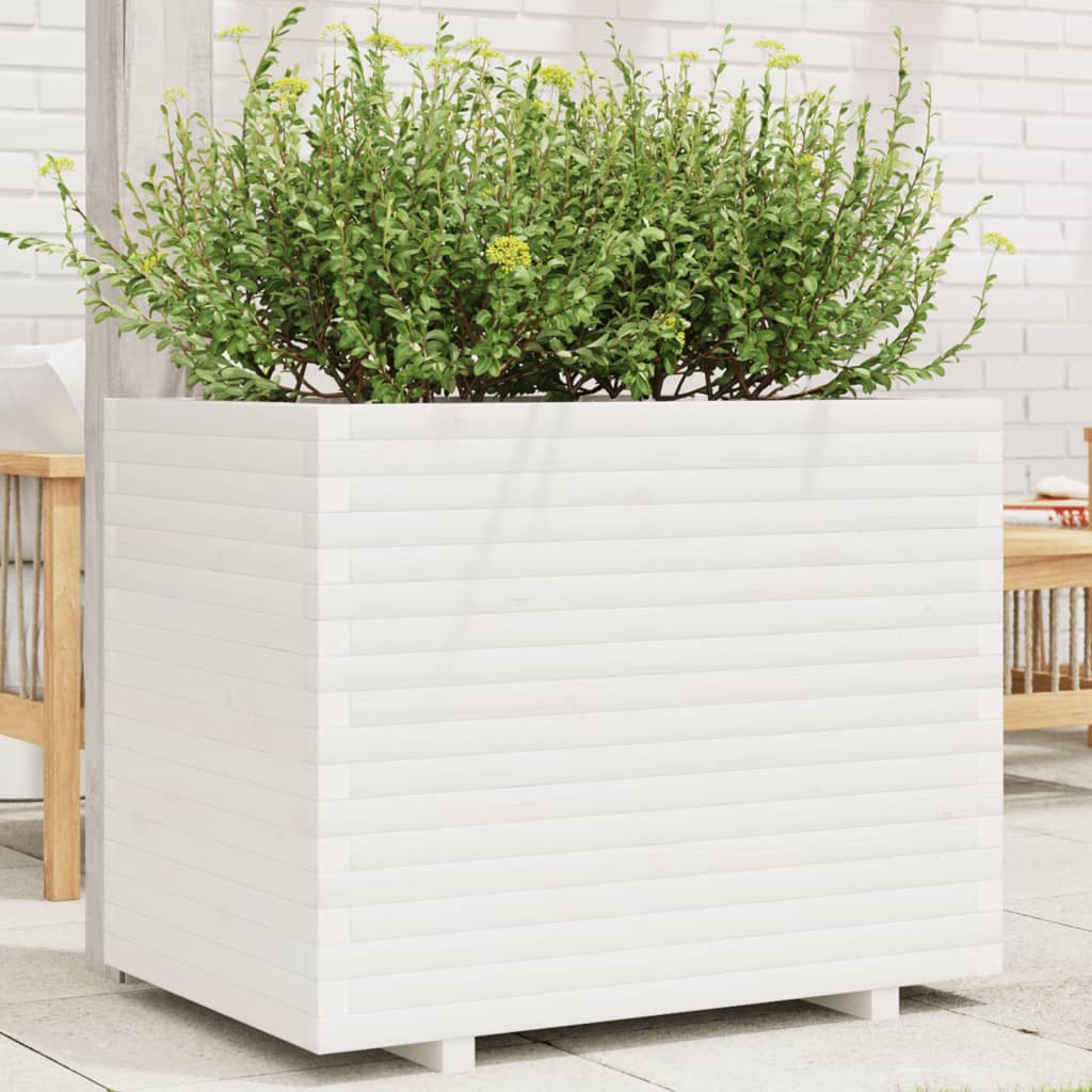 vidaXL Planter White 90x60x72.5 cm Solid Pine Wood