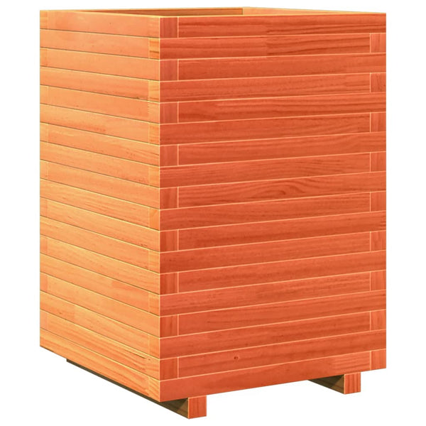 vidaXL Planter Waxed Brown 50x50x72 cm Solid Pine Wood