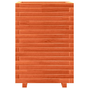 vidaXL Planter Waxed Brown 50x50x72 cm Solid Pine Wood