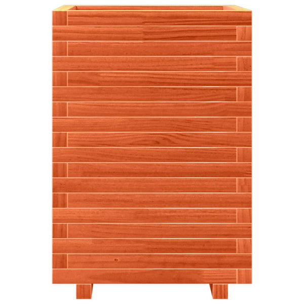 vidaXL Planter Waxed Brown 50x50x72 cm Solid Pine Wood