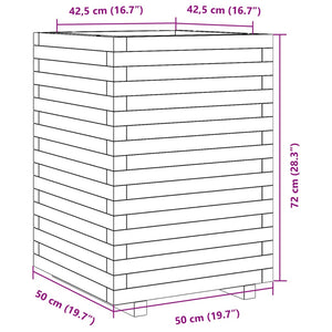 vidaXL Planter Waxed Brown 50x50x72 cm Solid Pine Wood