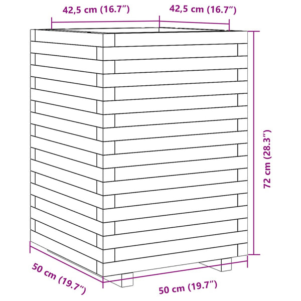 vidaXL Planter Waxed Brown 50x50x72 cm Solid Pine Wood