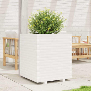 vidaXL Planter White 60x60x72 cm Solid Pine Wood