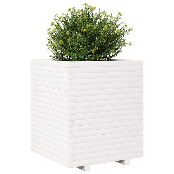 vidaXL Planter White 60x60x72 cm Solid Pine Wood