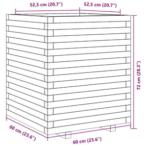 vidaXL Planter White 60x60x72 cm Solid Pine Wood