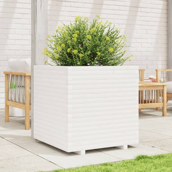 vidaXL Planter White 70x70x72 cm Solid Pine Wood