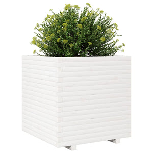 vidaXL Planter White 70x70x72 cm Solid Pine Wood