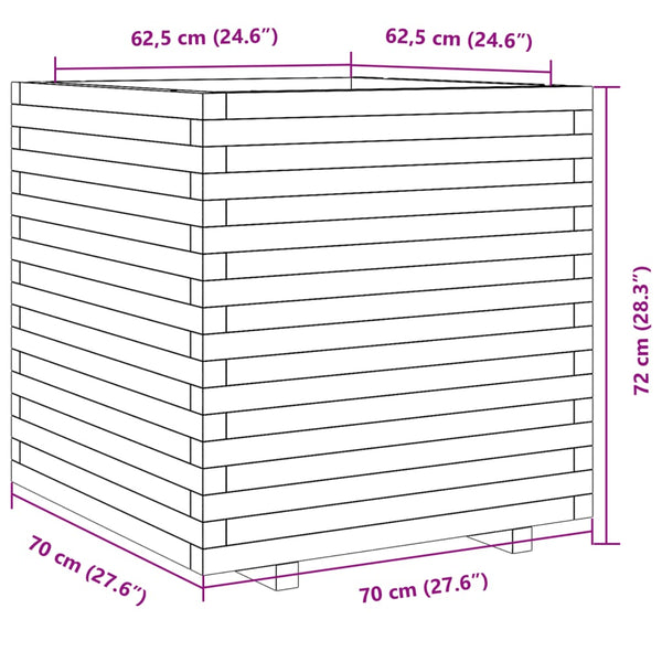 vidaXL Planter White 70x70x72 cm Solid Pine Wood