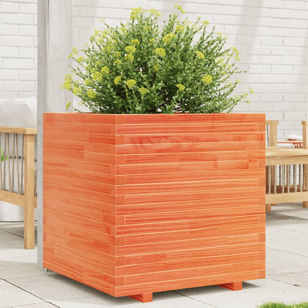 vidaXL Planter Wax Brown 70x70x72 cm Solid Pine Wood