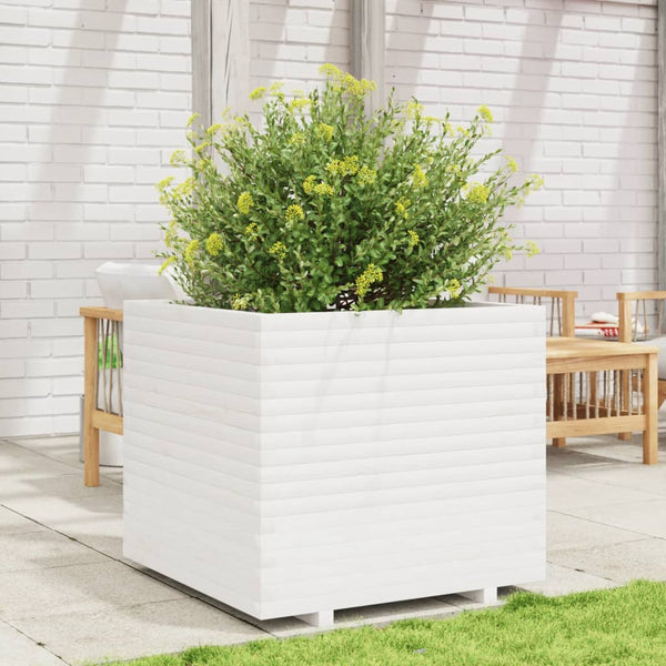 vidaXL Planter White 80x80x72 cm Solid Pine Wood