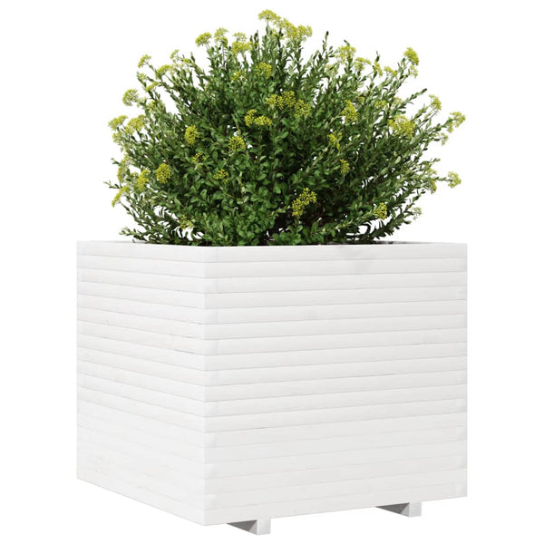 vidaXL Planter White 80x80x72 cm Solid Pine Wood