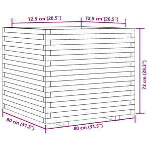 vidaXL Planter White 80x80x72 cm Solid Pine Wood