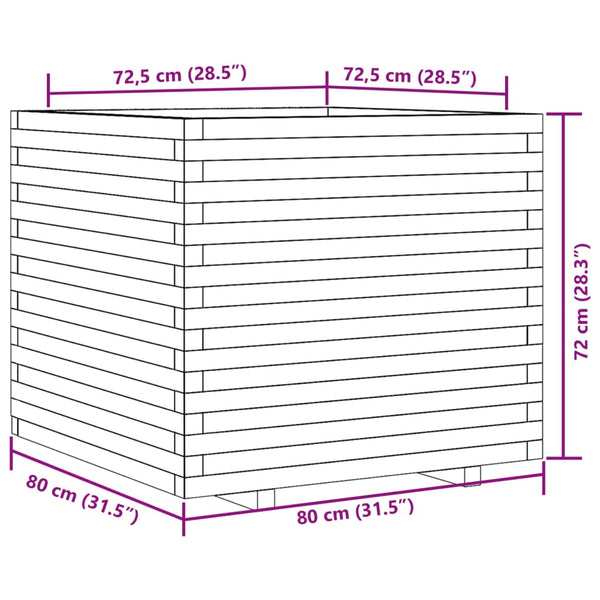 vidaXL Planter White 80x80x72 cm Solid Pine Wood