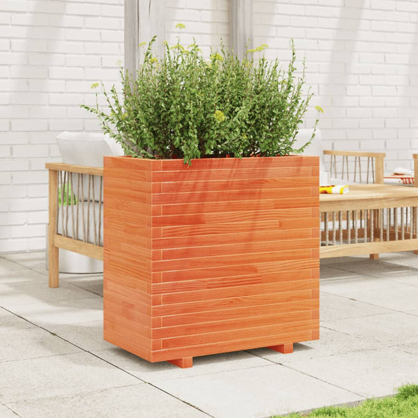 vidaXL Planter Wax Brown 70x40x72 cm Solid Pine Wood