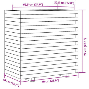 vidaXL Planter Wax Brown 70x40x72 cm Solid Pine Wood