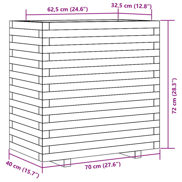 vidaXL Planter Wax Brown 70x40x72 cm Solid Pine Wood