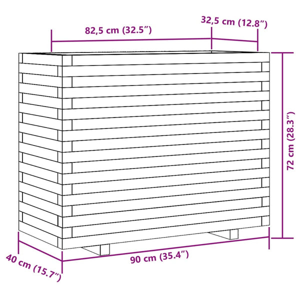 vidaXL Planter White 90x40x72 cm Solid Pine Wood