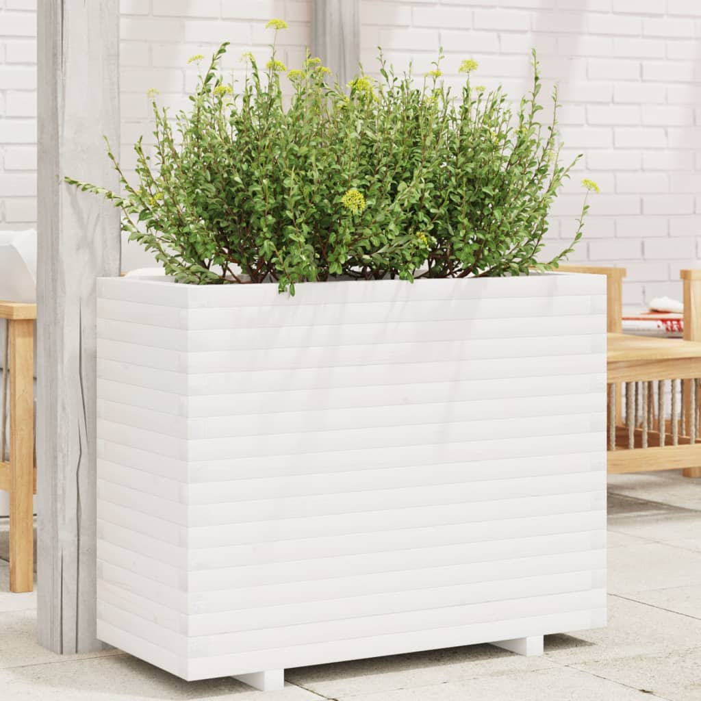 vidaXL Planter White 90x40x72 cm Solid Pine Wood