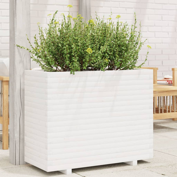 vidaXL Planter White 90x40x72 cm Solid Pine Wood