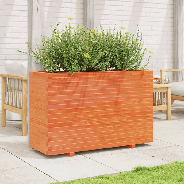 vidaXL Planter Wax Brown 110x40x72 cm Solid Pine Wood