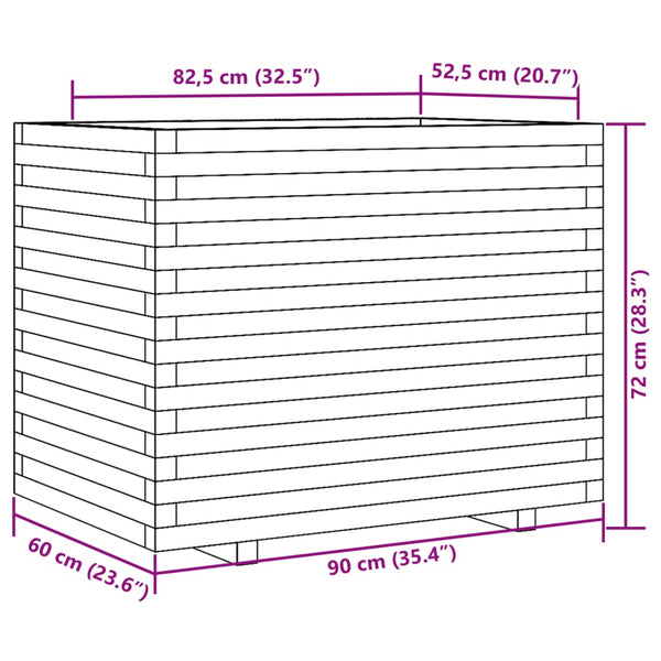 vidaXL Raised Garden Bed 90x60x72 cm Solid Pine Wood