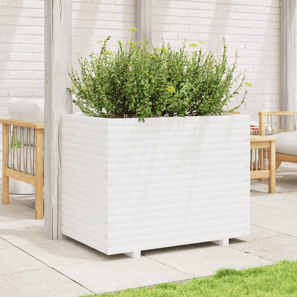 vidaXL Planter White 90x60x72 cm Solid Pine Wood