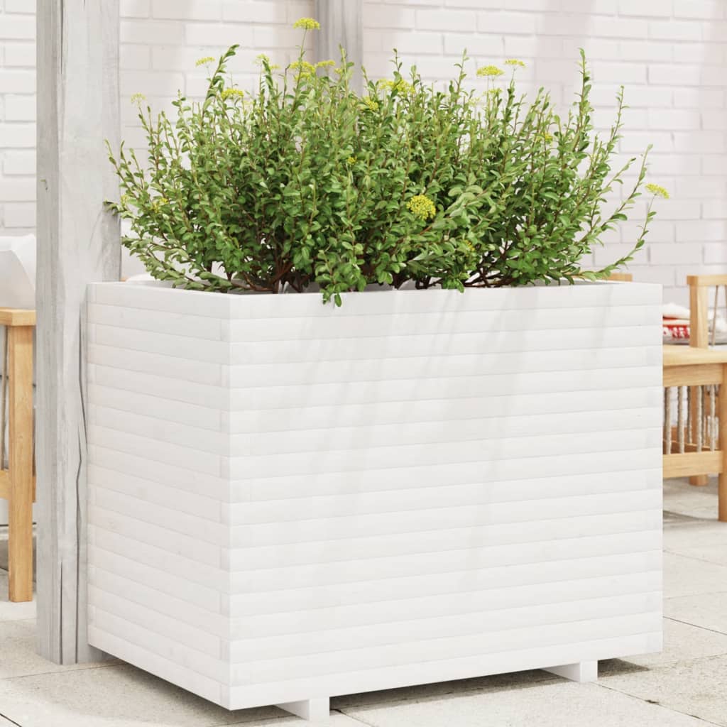 vidaXL Planter White 90x60x72 cm Solid Pine Wood