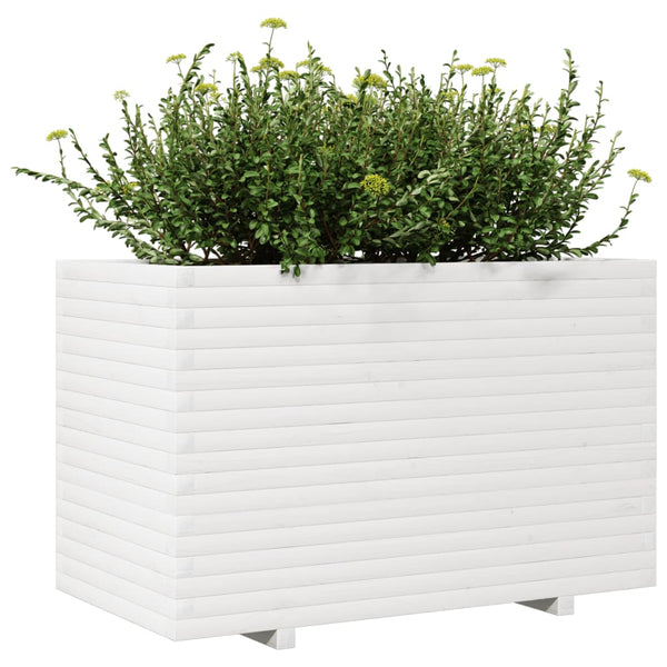 vidaXL Planter White 110x60x72 cm Solid Pine Wood