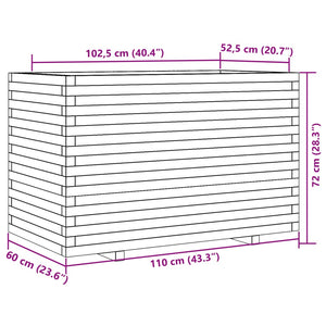 vidaXL Planter White 110x60x72 cm Solid Pine Wood