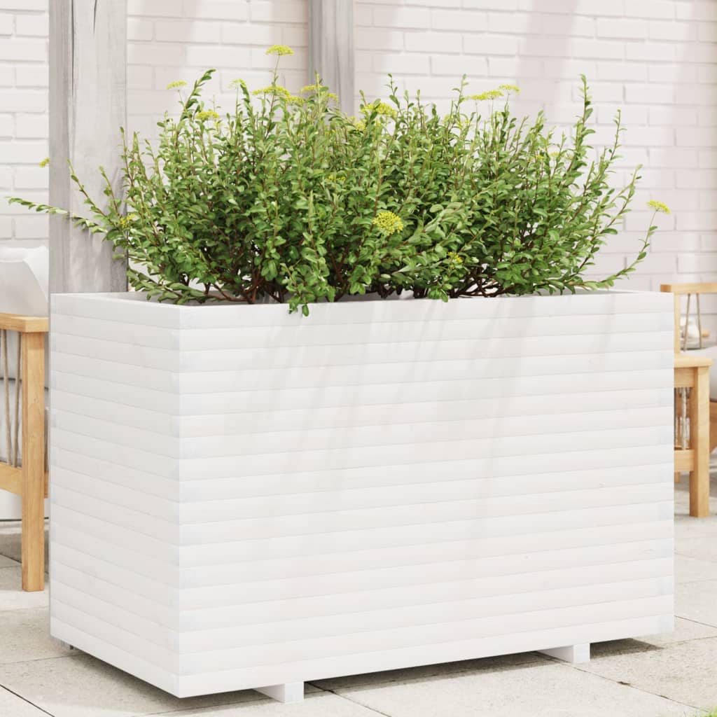 vidaXL Planter White 110x60x72 cm Solid Pine Wood