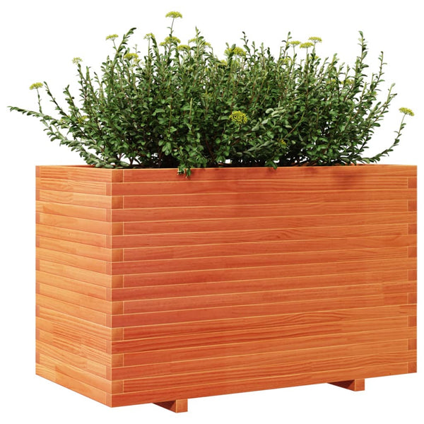 vidaXL Planter Waxed Brown 110x60x72 cm Solid Pine Wood