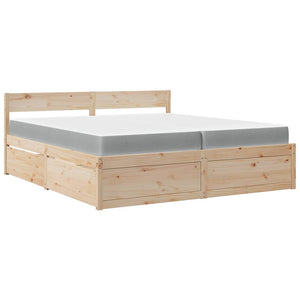 vidaXL Bed with Drawers and Mattress 200x200 cm Solid Pine Wood