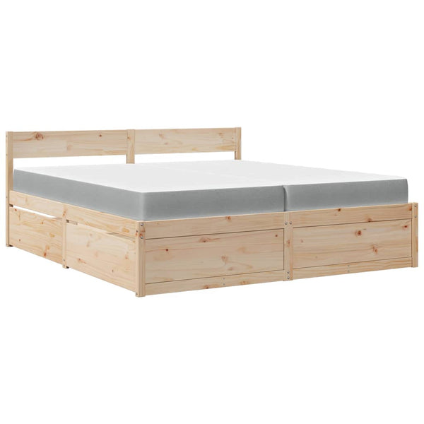 vidaXL Bed with Drawers and Mattress 200x200 cm Solid Pine Wood